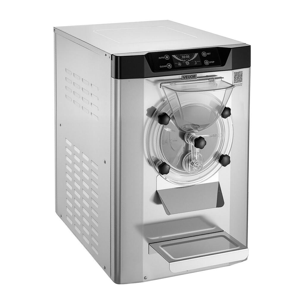 Commercial Hard Ice Cream Machine, 2000W 12-20L Per Hour, Countertop Gelato Hard Serve Ice Cream Maker with 6L 304 Stainless Steel Cylinder, Auto