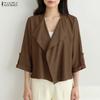 Womens Summer Loose Casual 3/4 Sleeve Thin Cardigan Blouse
