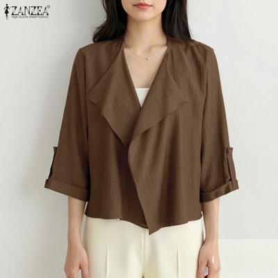 Womens Summer Loose Casual 3/4 Sleeve Thin Cardigan Blouse
