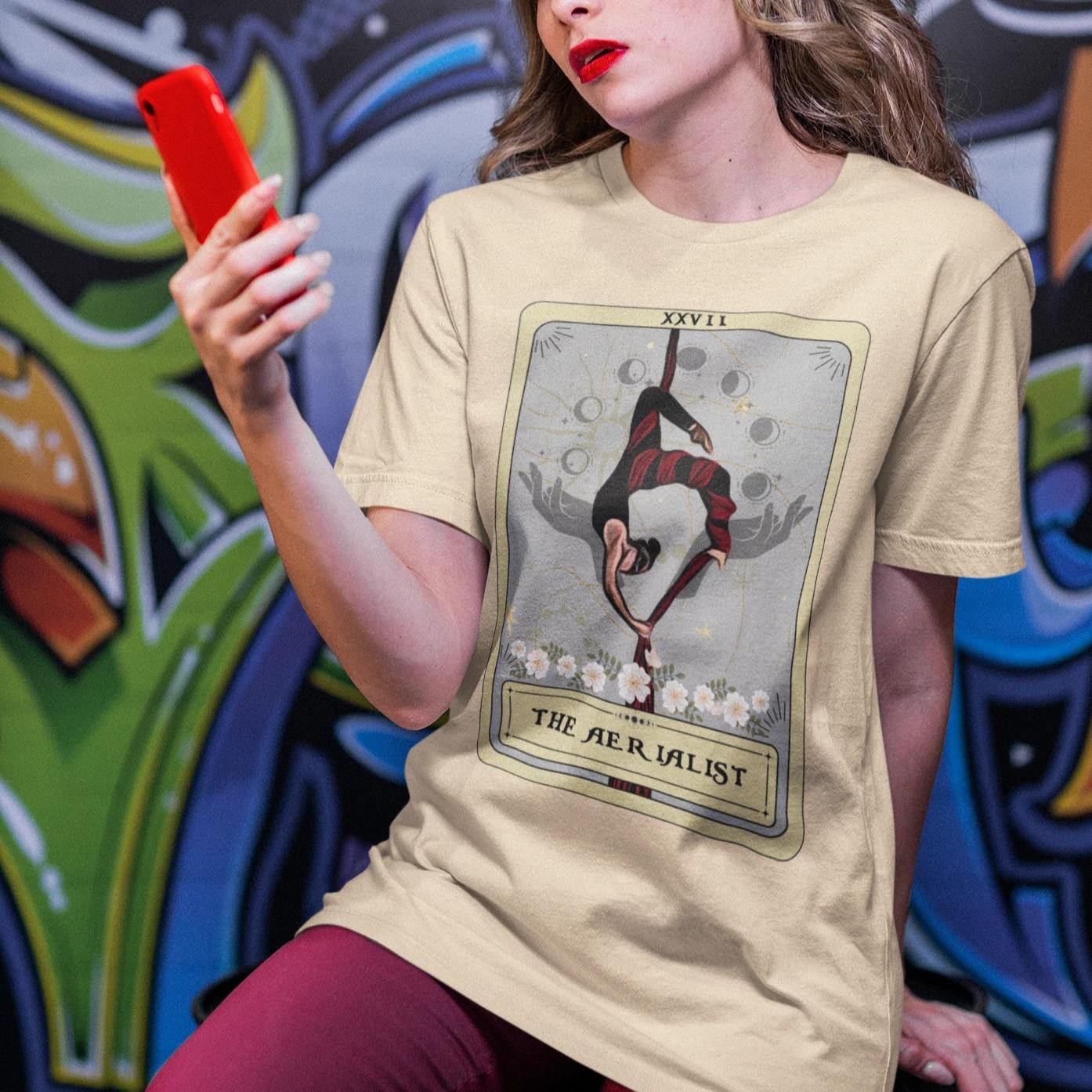 The Aerialist Tarot Card T-shirt, Aerial Silks S