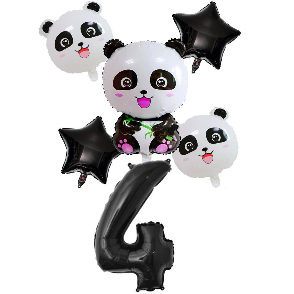 Xiaohongshu Panda Balloon Cute Panda 1-10 Birthday Party Decoration Arrangement Aluminum Film Balloon