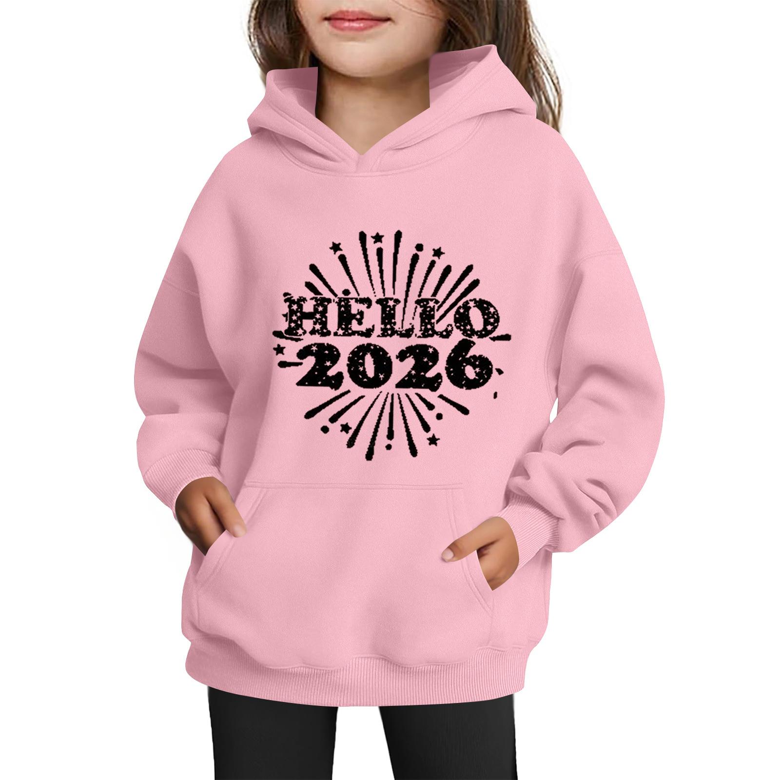 

Sweatshirts For Teen Girls Hoodies Long Sleeve Drawstring Pullover Cute Printed Oversized Hoodie Christmas 120 рожевий