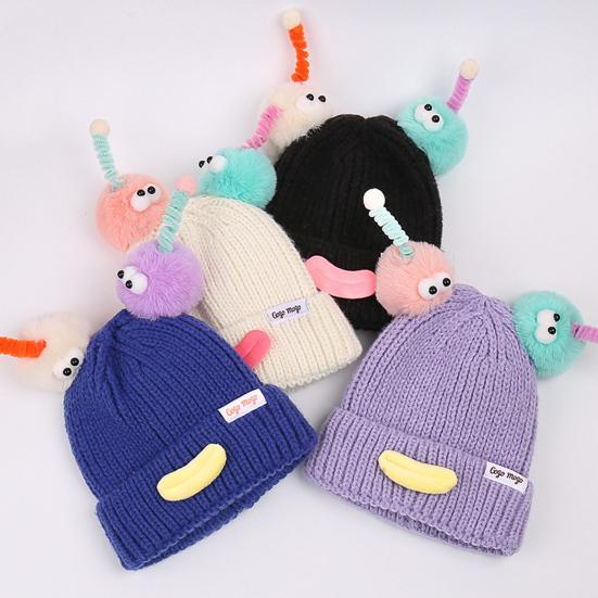 Sausage Mouth Knitting Hat Cartoon Plush Doll Decor Warm Cozy Plush Doll Hat Cold Weather Winter Headwear