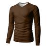 Men's V-neck Casual Solid Color Long-sleeved T-shirt Top