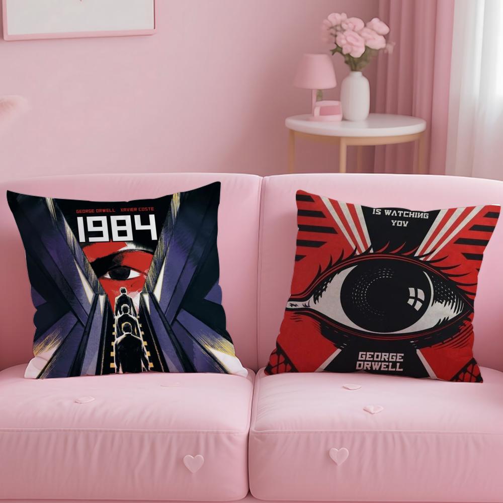 Stylish Nnineteen Eighty Fourful Cushion Cover Soft  EasyWash Pillow Case  Versatile for Couch Bed Travel and Office