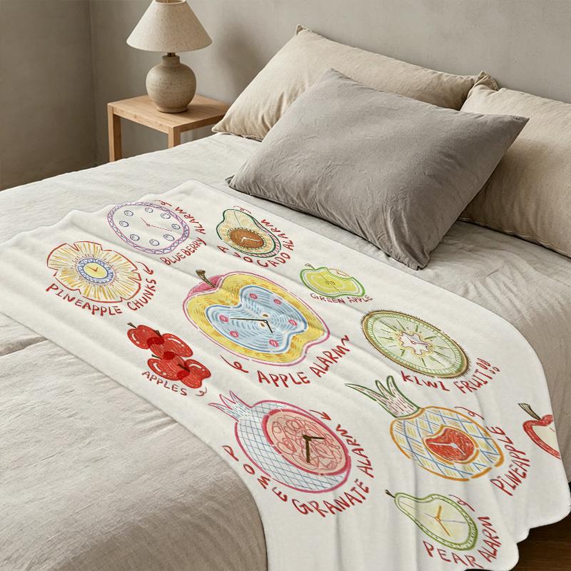 Fruit-Themed Flannel Blanket Super Soft, Cozy & Warm Throw Perfect for Home Napping, Halloween & Christmas
