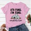Shirt Its Fine Im Fine Everything Is Fine Cartoon Womens Clothing Womens Fashion Tshirt Koala Print Tops Casual Shortsleeve