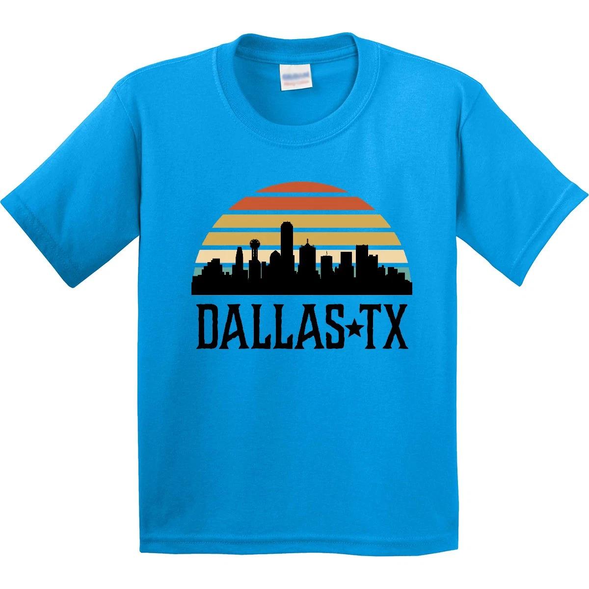 

Inktastic Dallas Texas Skyline Vintage Youth kids boys T-Shirt Cities Retro Apparel Travel 120