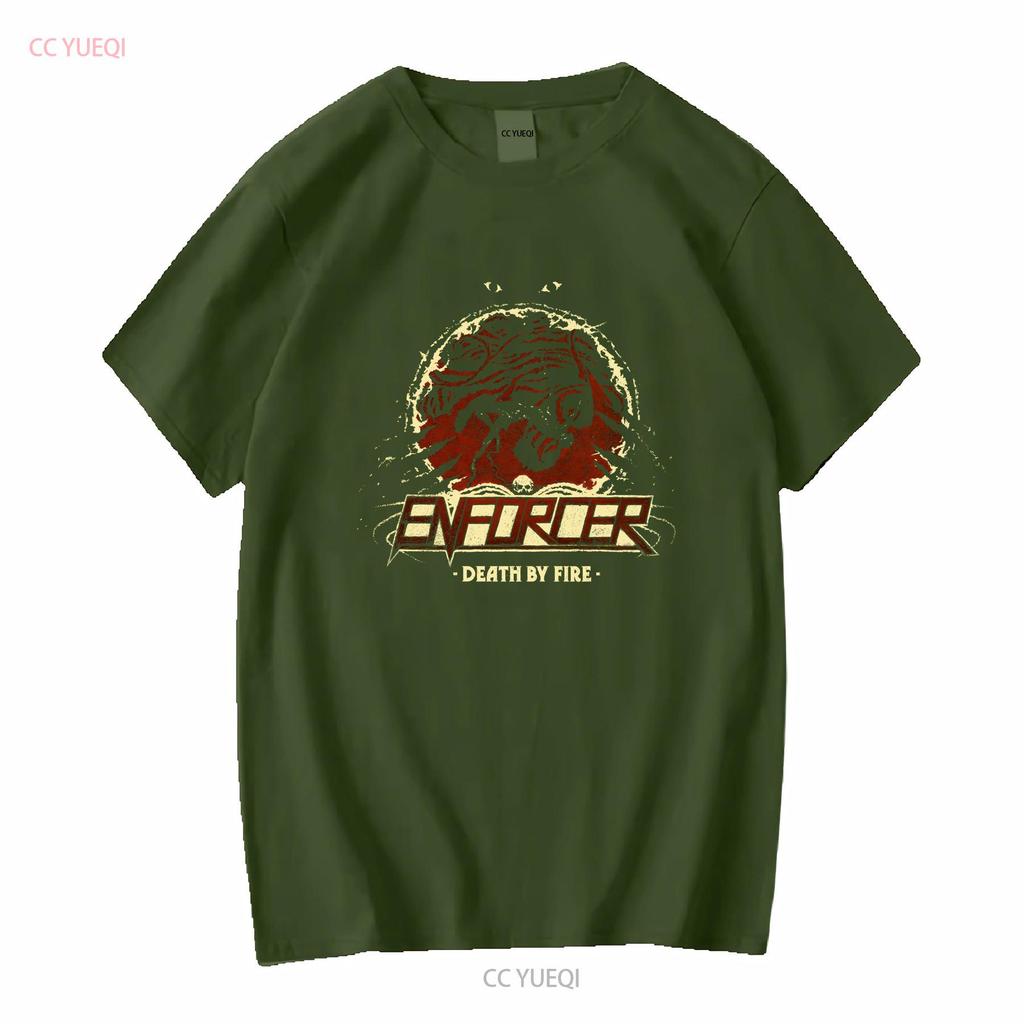 ENFORCER DEATH BY FIRE NEW BLACK T SHIRT long or short sleeves vintage Washed homme Soft Slightly Comfortable Casual Unisex