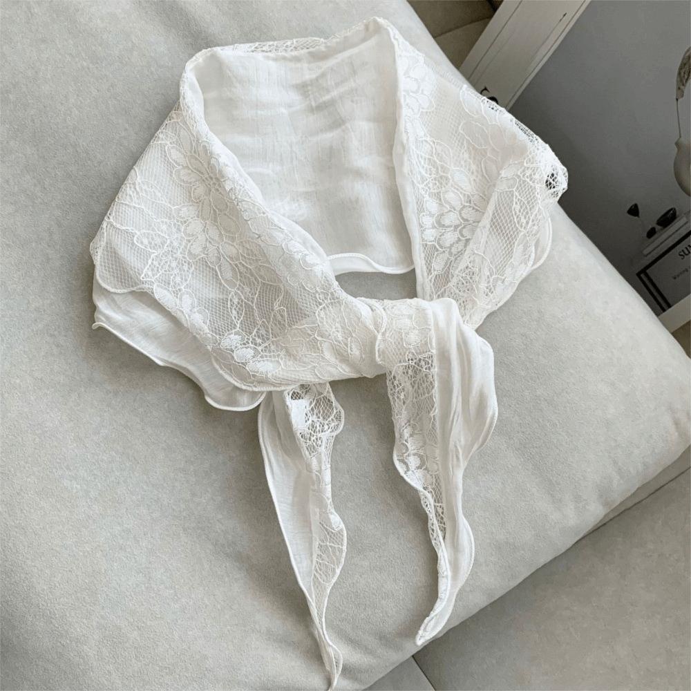 Легкая кружевная повязка на голову Защитная от солнца Треугольная поясная лента Элегантная юбка Занавеска Сумка Аксессуары белый