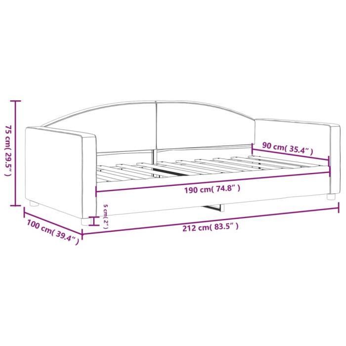 VidaXL Daybed Black 90x190 Cm Fabric 354123