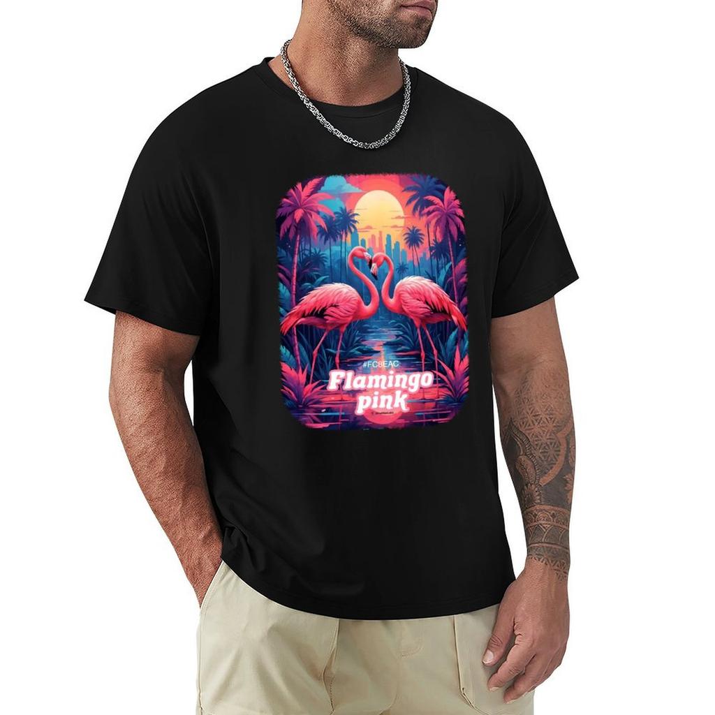 Flamingo Pink T-Shirt Graphic Tee Shirt Funnys Men Clothes