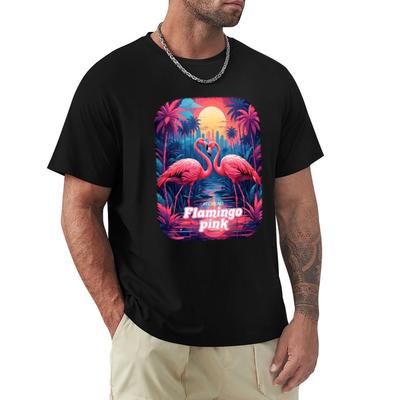 Flamingo Pink T-Shirt Graphic Tee Shirt Funnys Men Clothes