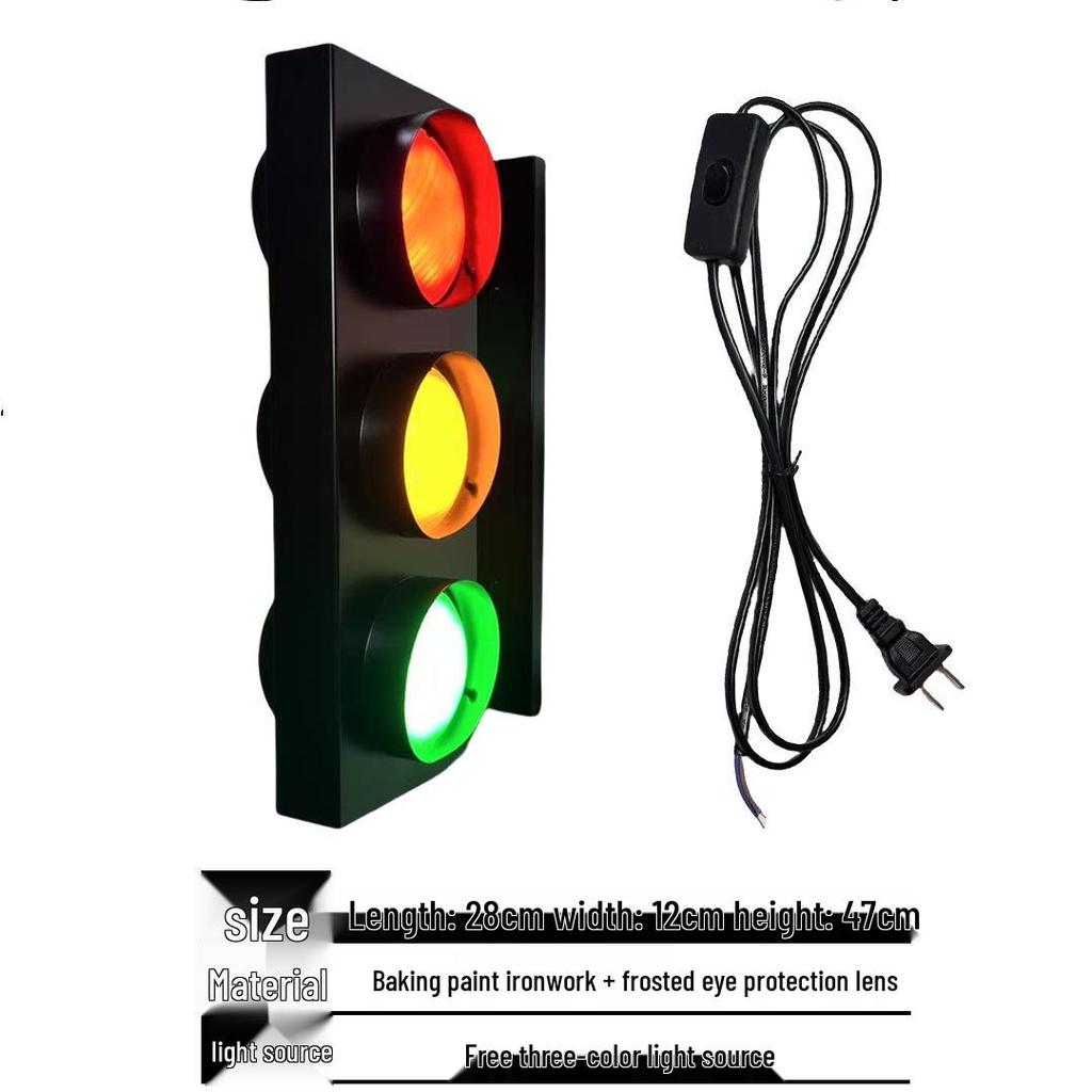 Industrial Retro LED Traffic Light Wall Lamp for Bar or Gallery Decor
