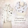 with Frayed Hem Cat Print Scarf Soft Shawl Wrap Creative Gift Animal Scarf