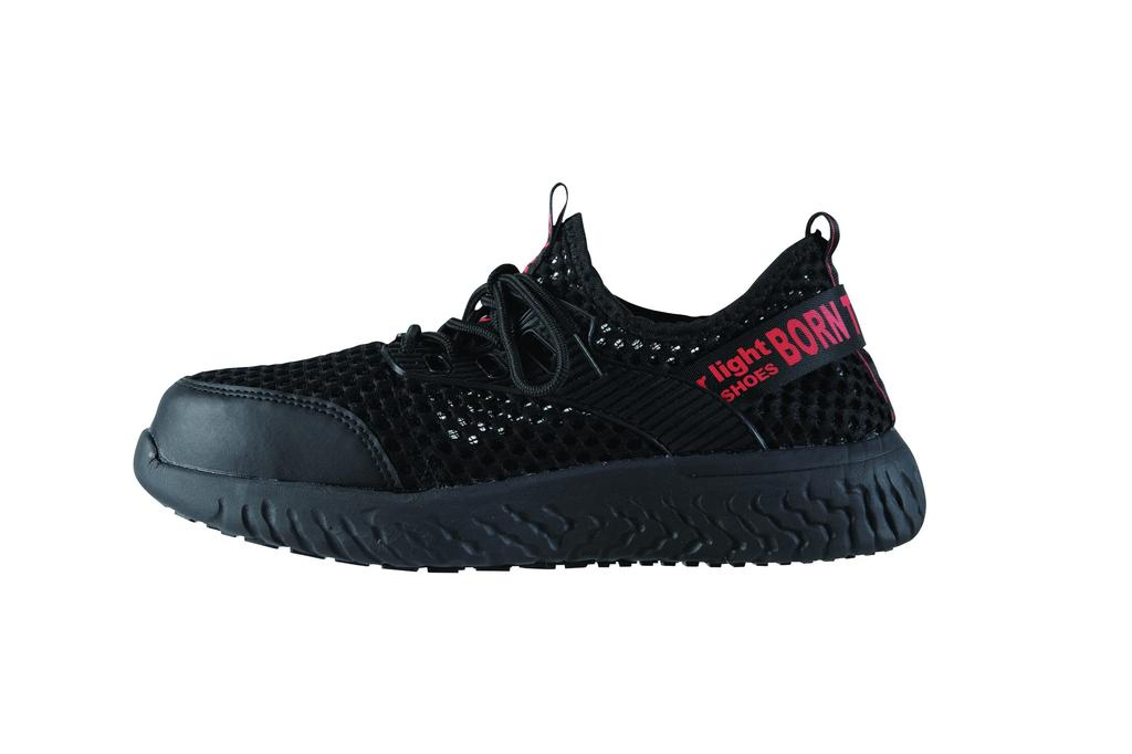 Xebec Safety Shoes, Work Shoes, 85154, Mesh, Breathable, Slip-On, Shock-Absorbing, Lightweight, Black, Size 22.5cm