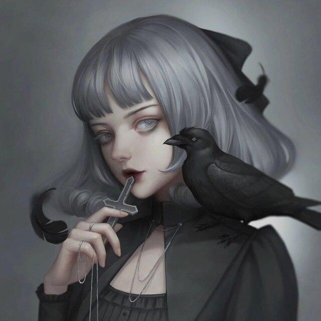 

Алмазная картина мультфильм Темная девушка 5D Diy полная круглая алмазная вышивка мозаика Fariy настенные художественные картины украшение дома Full Round 20x20CM