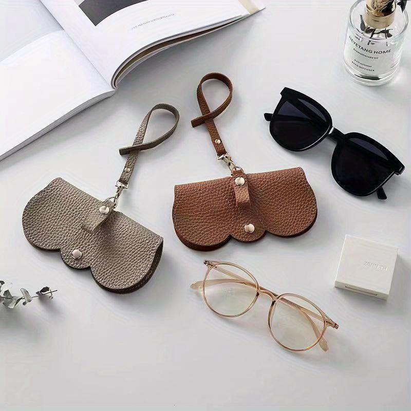 3Pcs Portable Sunglasses Protector Soft Leather Eyeglasses Clip Simple Glasses Holder Storage Bag