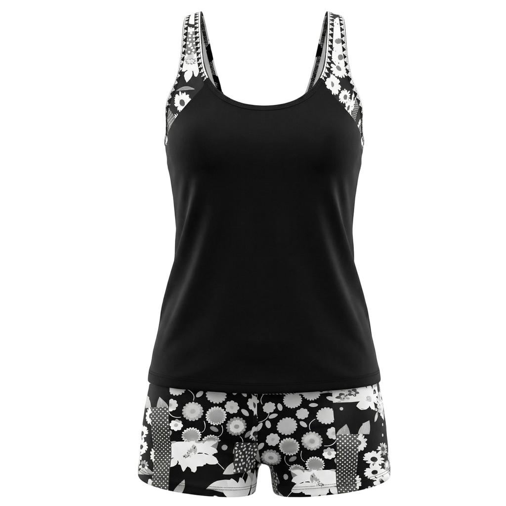 Damen Badeanzug mit Shorts, fließender zweiteiliger Badeanzug, Tanktop und Shorts