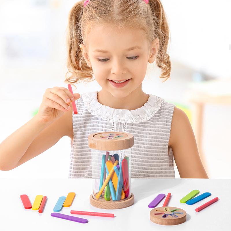 2 In 1 Color Sorting Game, Multicolored Sticks Toys,Color Classification Cup With Transparent Acrylic Cup Body And 2 Cup Lids