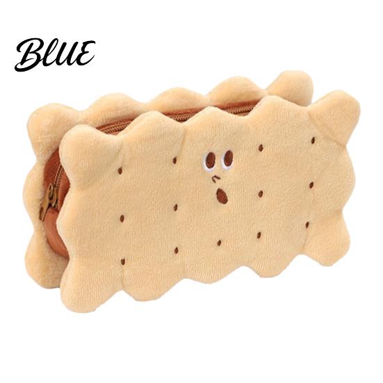 Compact Plush Organizer Stuffed Biscuit Cookie Stationery Shape for School Bag Soft Pencil Tactile Container Case Large Capacity Cosmetic