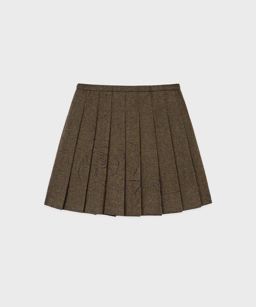 Sinun Sn Wool Blend Pleated Skirt (Brown)