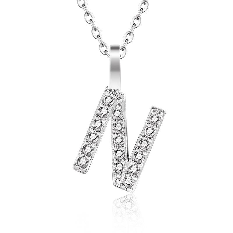 925 Silver Gold Small 26 Letters A- Z Zircon CZ Pendant Monogram Necklace Me Initial Alphabet M A Jewelry