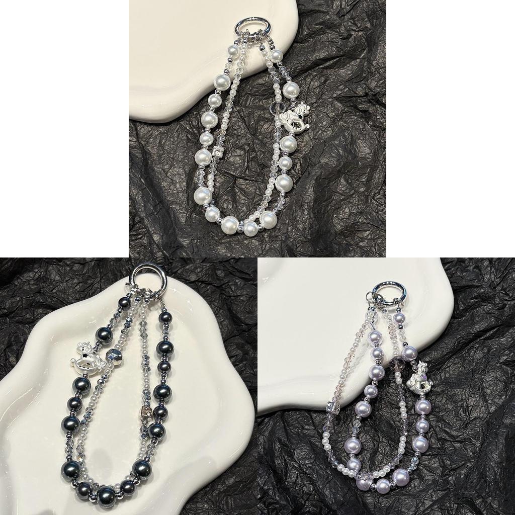 Classic Unicorn Pvc Phone Strap With Pearl Crystal Design For Unisex Use