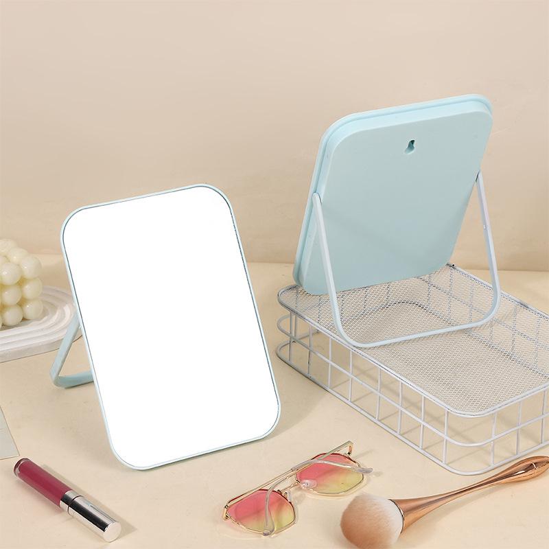 Portable Rectangular Wall-Mounted Makeup Mirror with Stand for Dorm Rooms