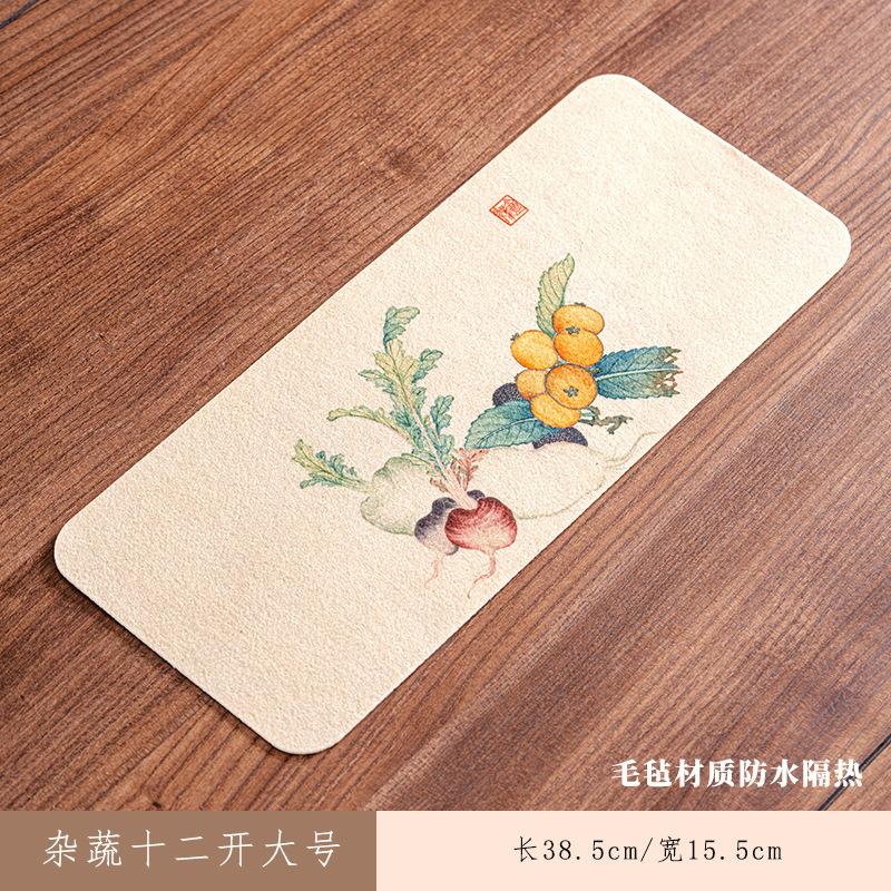 Miscellaneous Vegetables Rectangle Tea Table Mats Luxury Drink Coaster Household Dinner Table Cloth Mat Tea Ceremony Ornaments