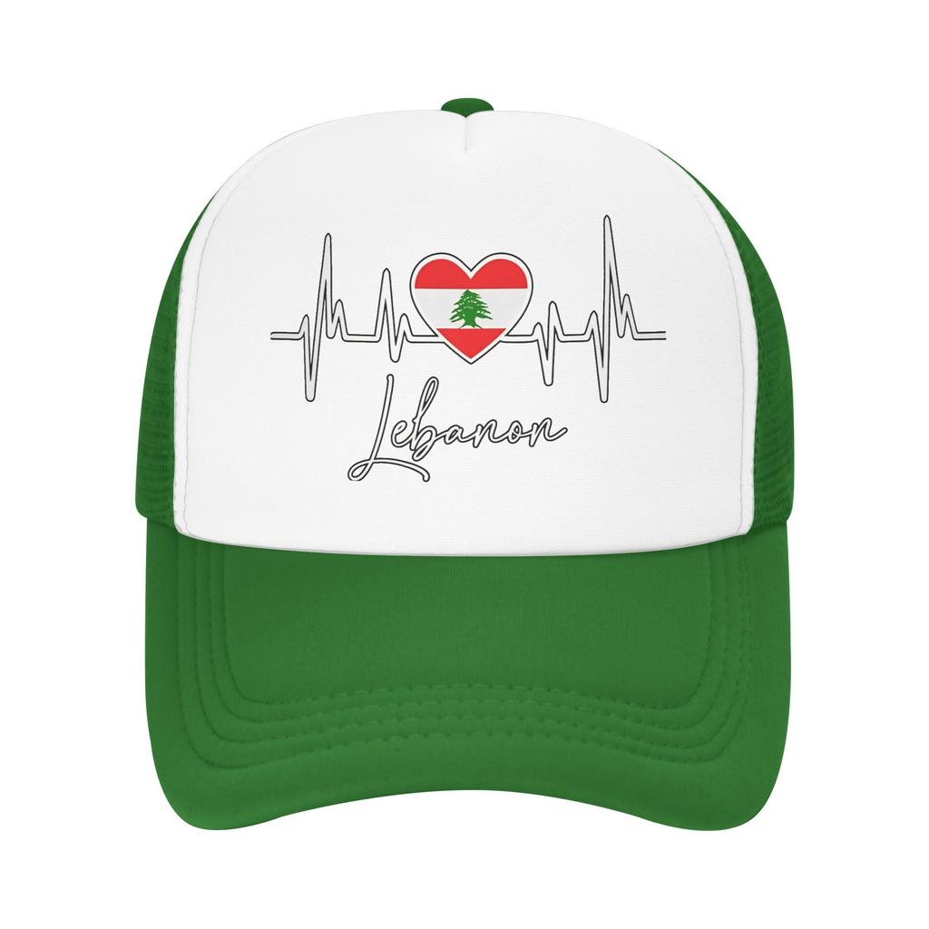 My Heart Beats For Lebanon Sun Hats Classic UnisexTeens Mesh Trucker Hat Breathable Print Outdoor Sport Baseball Caps