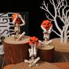 3-Piece Set Of Meditation Yoga Pumpkin Head Skull Figurines Durable Realistic Pumpkin Head Skull Doll Weird Yoga Pose