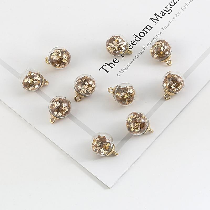 

10 шт/(пак) Подвески со звездами и блестками, прозрачный стеклянный шар, 16 мм, подвески, ремесленные изделия, ювелирные изделия ручной работы, сделай сам, для серег, ожерелья 10pcs/1pack золотой