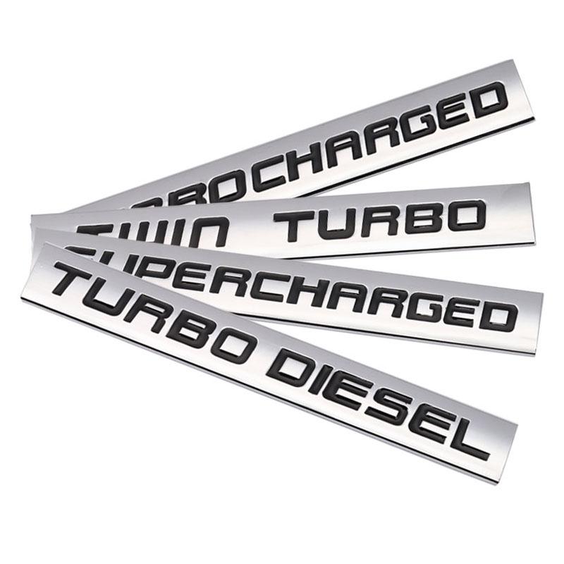 Car Sticker Twin Turbo Diesel Supercharged Turbocharged Logo Metal Emblem Badge Decal for BMW Audi Honda Toyota Jeep Ford Nissan