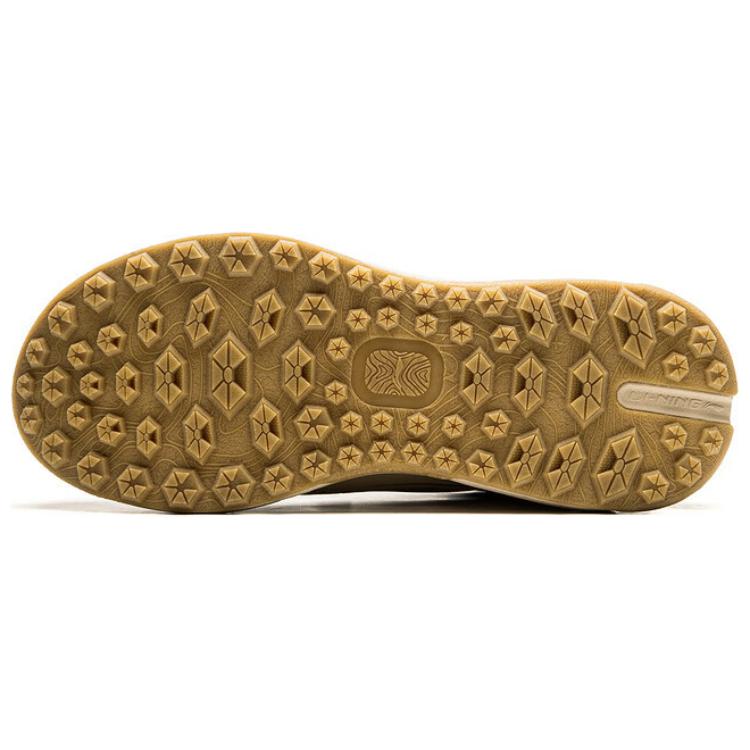 New LiNing Anti Slip Wear Resistant Mid Top Casual Shoes Unisex Curry Yellow AGLU245-5