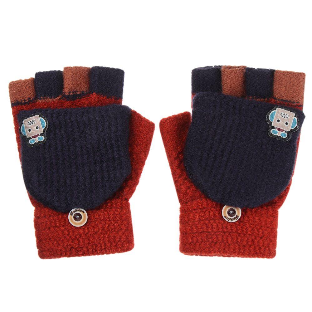 

Fashion Flipped Cover Thickening Gloves Half-finger Gloves Knitted Glove Winter Warm Mittens червоний