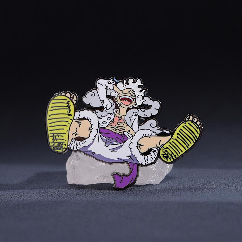 New Japanese Anime One Piece Monkey D Luffy Nika Form Metal Brooch Gift Anime Merchandise