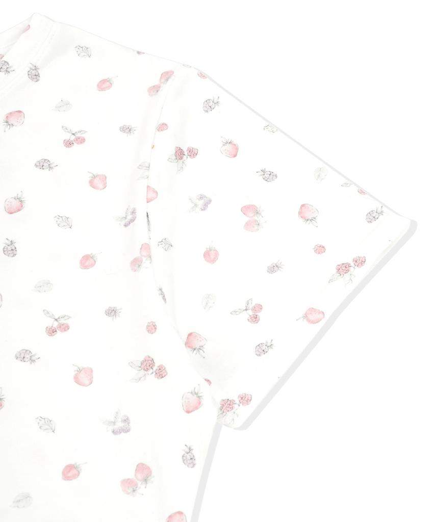 ESCAPEFROM Escf Logo Collage And Vintage Strawberry Full Print Slim Fit Short Sleeve T-Shirt Ivory