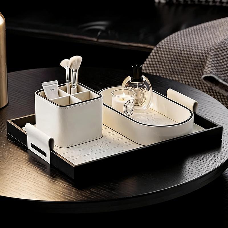 PU Leather Storage Box Living Room Decoration Home Entrance Jewelry Organizer Box Desktop Cosmetic Miscellaneous Tray Home Decor