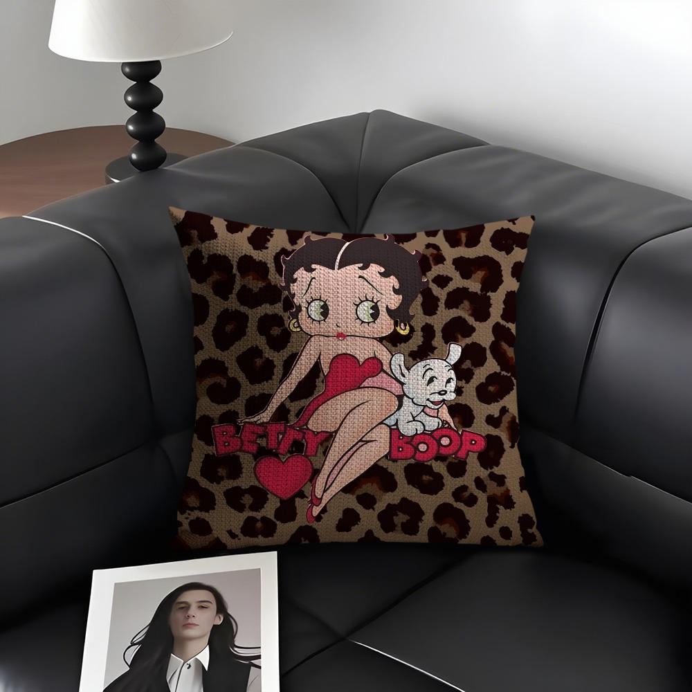 BBetty BoopP Fashion Cushion Cover Natural Linen Organic Fabric DoubleSided Printing Sofa Home Decor Gift Pillow Case