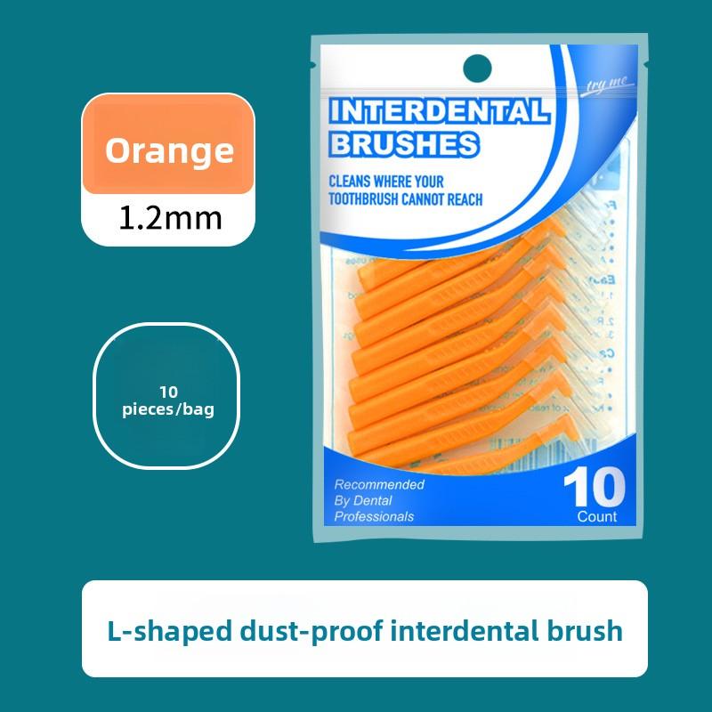 10Pcs Interdental Brush L-shaped Oral Interdental Brush Gap Brush Teeth Cleaning Brush