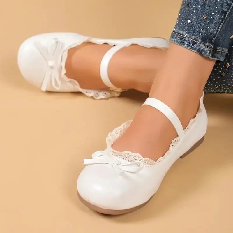 

Fashion 2025 New Women Flats Fashion Single Loafers Shoes Round Head Shallow Mouth Sneakers Women Butterfly Knot Metal Buckle Flat Shoes 40