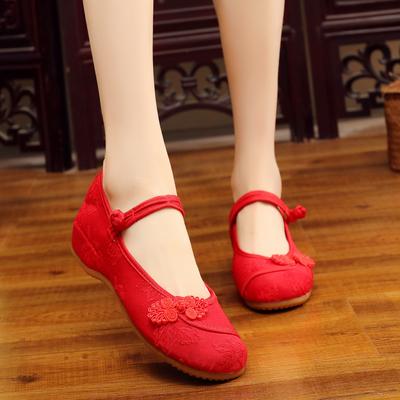 Nudo Chino Mujer Tela de Algodón Bordado Zapatos Planos de Ballet Retro Damas Casual Tradicionales Zapatos Antiguos de Pekín Color Sólido