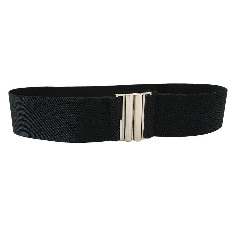 Fashion Womens Wide Elastic Leather Belt Metal Buckle For Dresses And Casual Wear
