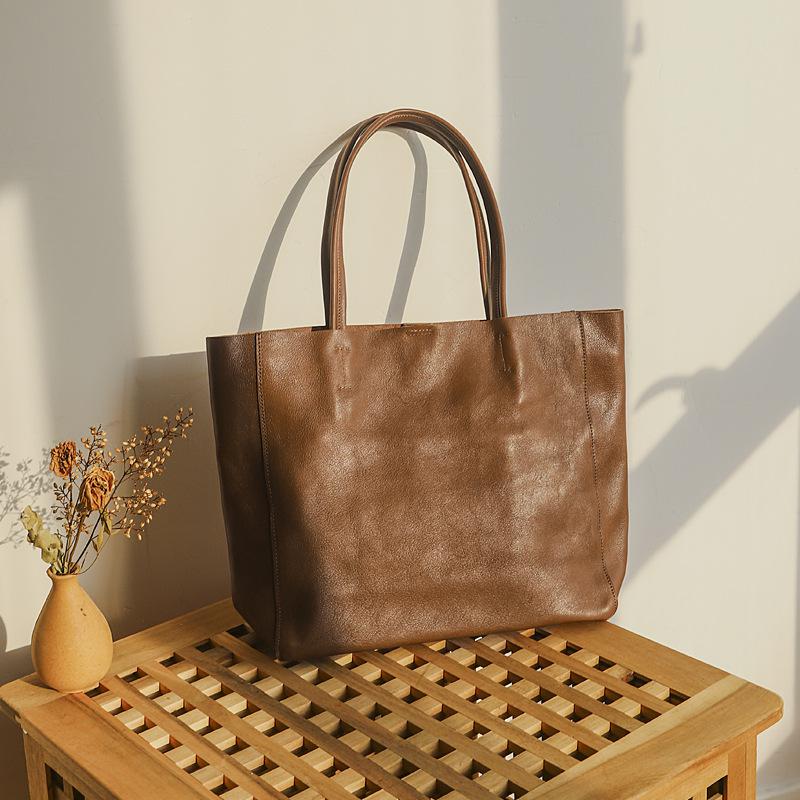 Johnature Genuine Leather Commuter Casual Tote Vintage Large Capacity Women Bag Soft Real Cowhide Shoulder Bags