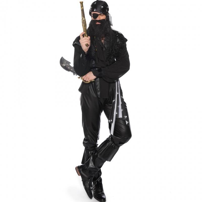 Unique Pirate Themed Costume For Men Featuring Bold Mustache And Eye Patch Design