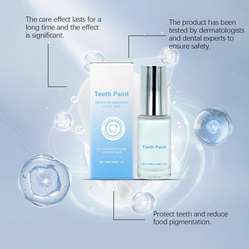 Okamžitá bělicí barva na zuby, barva na zuby pro bělení zubů pro zářivější a sebevědomější úsměv 20ml