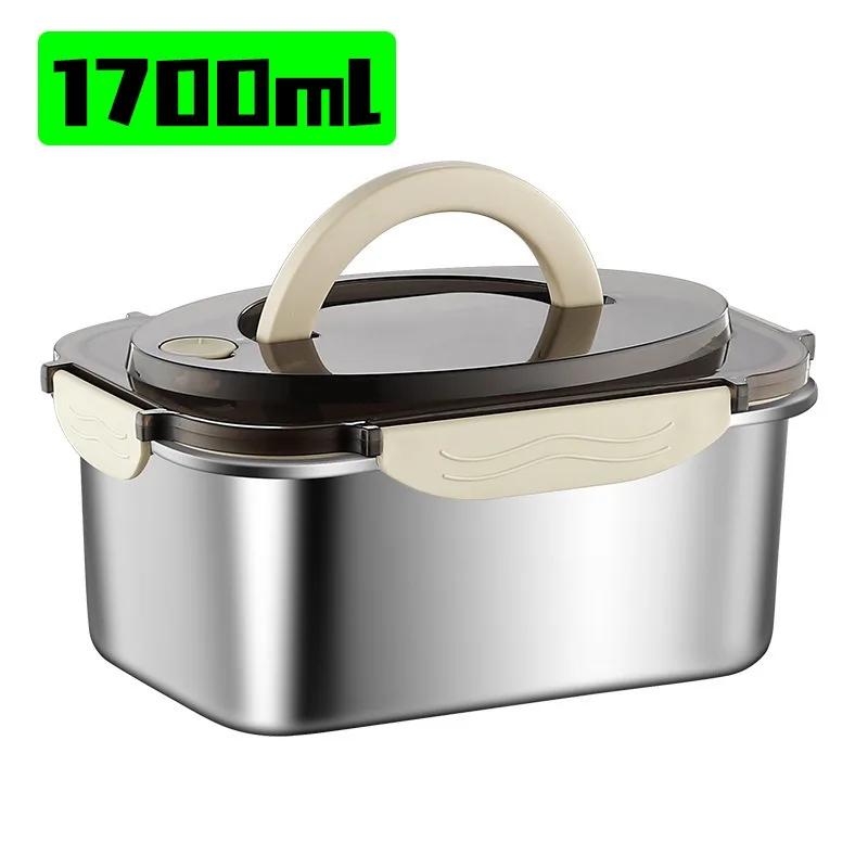

Stainless Steel Lunch Box with Handle Sealed Bento Boxes Refrigerator Food Storage Container Portable Camping Picnic Salad Bowl 1PC