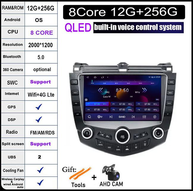 9 Inch Android 14 Car Radio For Honda Accord 7 2003-2007 Stereo Multimedia Player Carplay Android Auto WIFI Bluetooth GPS