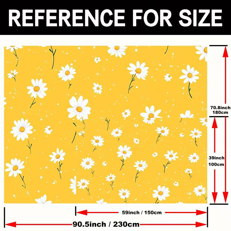 Boho Minimalist Daisy Tapestry Yellow Background with White Blooms Wall Hanging for Room Decor